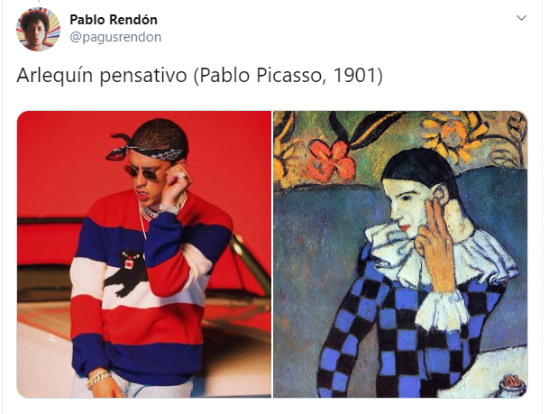 Hilo de twitter en el que se compara a Bad Bunny con diferentes obras de arte famosas