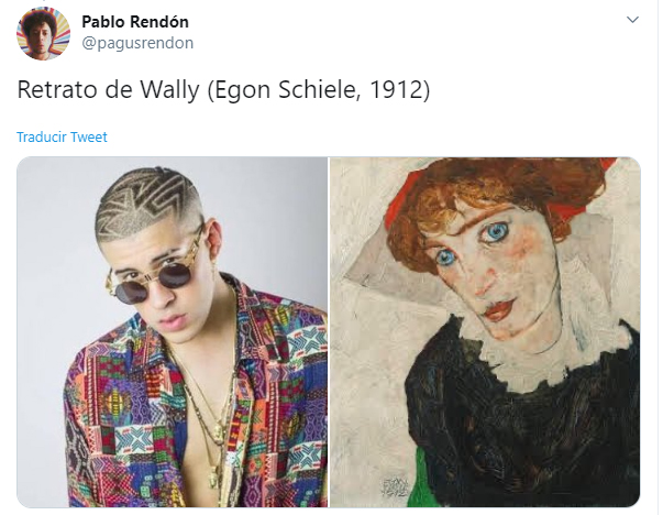Hilo de twitter en el que se compara a Bad Bunny con diferentes obras de arte famosas