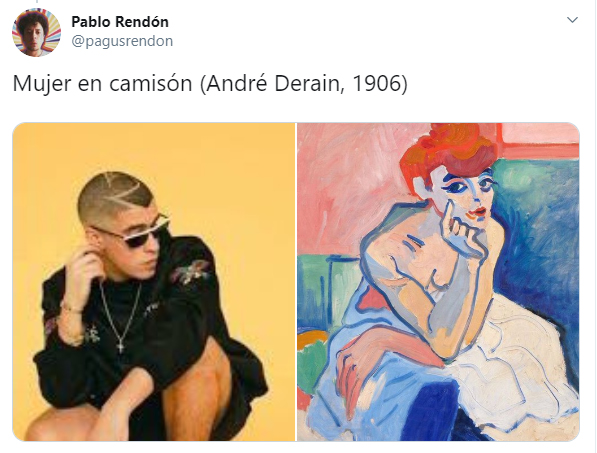 Hilo de twitter en el que se compara a Bad Bunny con diferentes obras de arte famosas