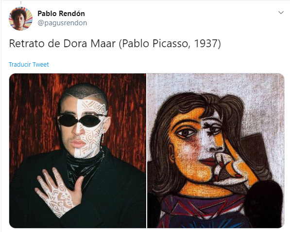 Hilo de twitter en el que se compara a Bad Bunny con diferentes obras de arte famosas