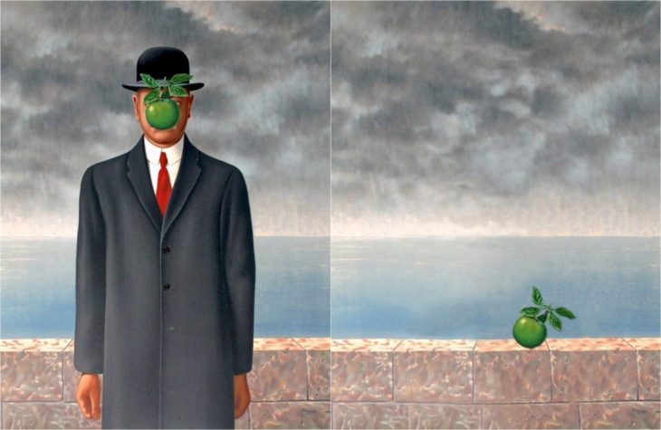 El hijo del hombre de René Magritte con y sin protagonista