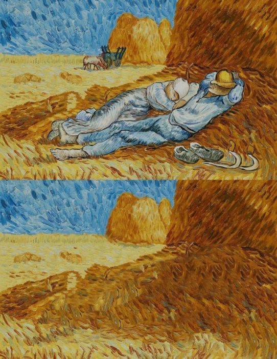 La siesta de Vincent van Gogh con y sin protagonistas