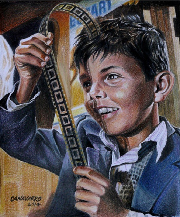 Dibujo creado con colores de Toto de Cinema Paradiso