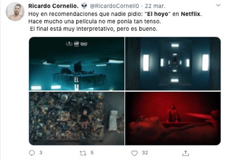 Comentarios en redes sociales sobre la nueva película de Netflix, El Hoyo