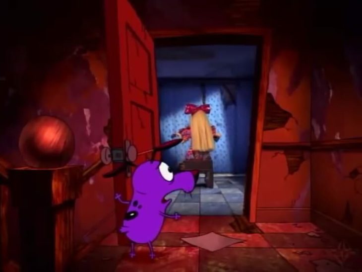 Escena de Coraje el perro cobarde con una niña que toca el violín
