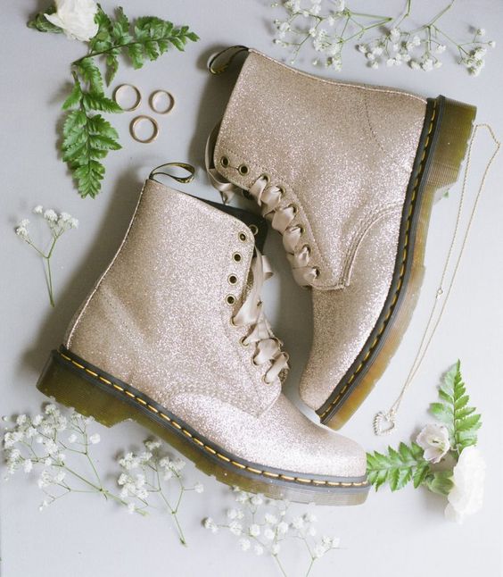 Botas timberland en dorado con glitters