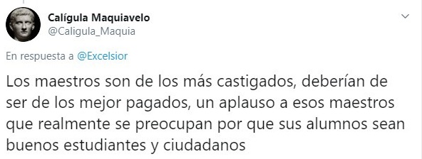 Tuit sobre maestro ayudando a hijo de una alumna a hacer su tarea 