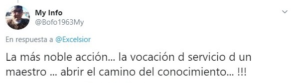 Tuit sobre maestro ayudando a hijo de una alumna a hacer su tarea 