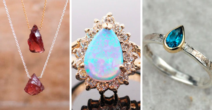 Collares, anillos y piedras preciosas de cuarzo