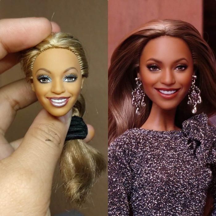 Muñeca tipo Barbie repintada para dar mayor parecido a Beyoncé