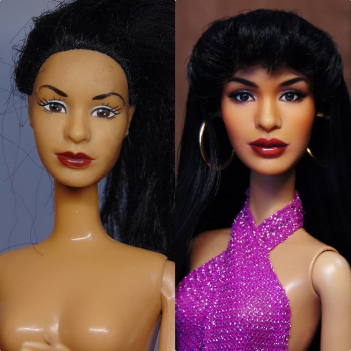 Muñeca tipo Barbie repintada para dar mayor parecido a la cantante Rihanna
