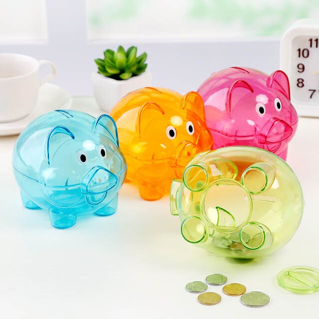 Juego de cerditos de colores de plástico efecto cristal