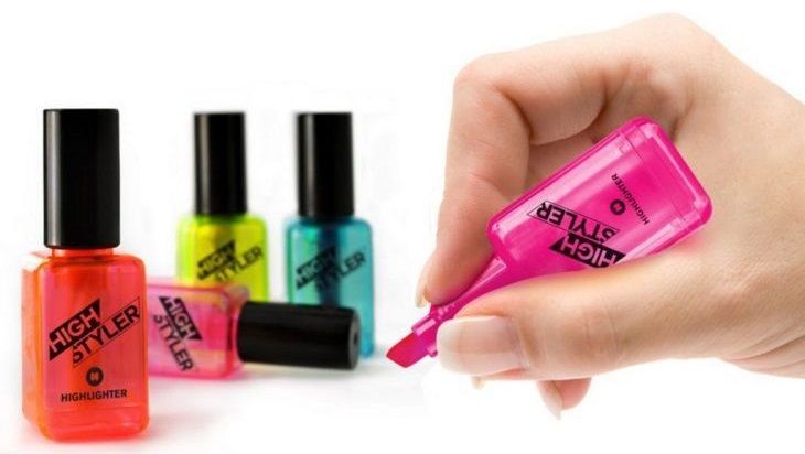 Marcatextos en forma de frascos de esmalte