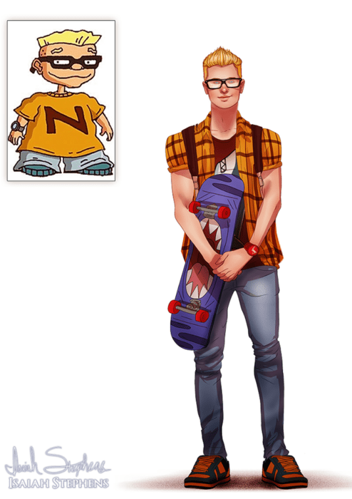 Ilustración de Isaiah K Stephens reimaginando a Sam Dullard de Los Rocket Power
