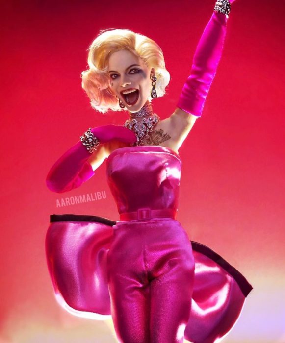 Muñecos Barbie utilizados para recrear la escena de la película de Harley Quinn 