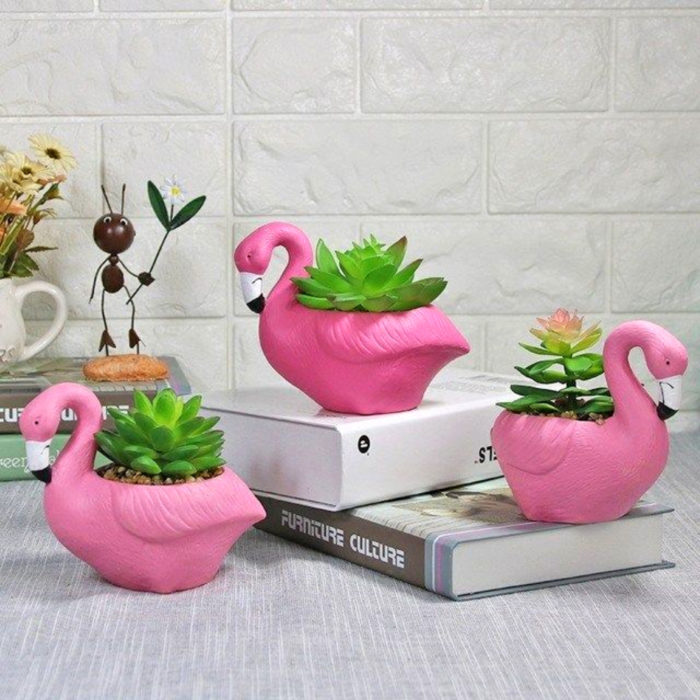 Macetas adorables y originales de animales; flamingo