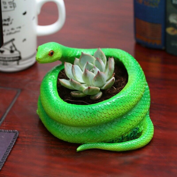 Macetas adorables y originales de animales; serpiente, víbora