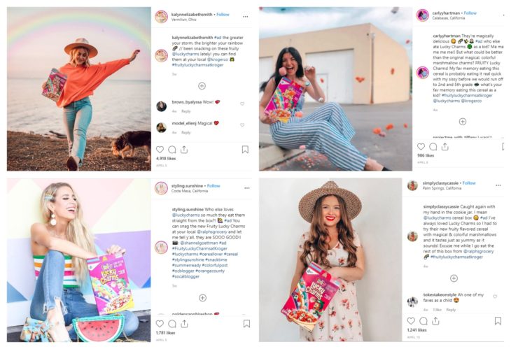 Influencers anunciando cereales