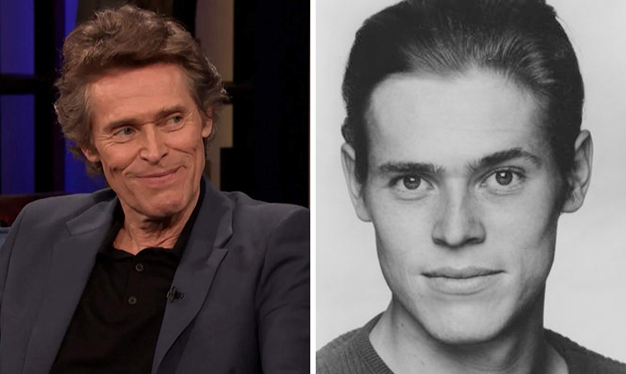 Willem Dafoe en la etapa adulta y en su juventud