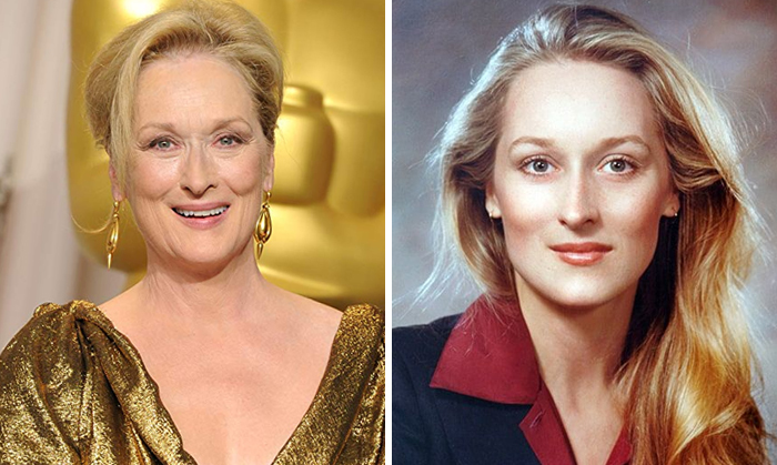 Meryl Streep en la etapa adulta y en su juventud