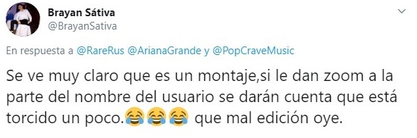 Tuit sobre supuestos mensajes filtrados de Ariana Grande hablando mal de otras celebridades