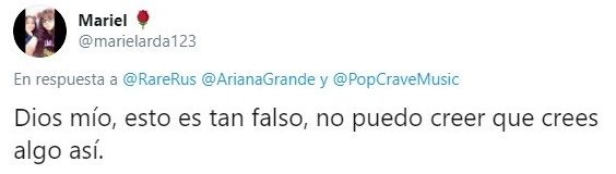 Tuit sobre supuestos mensajes filtrados de Ariana Grande hablando mal de otras celebridades