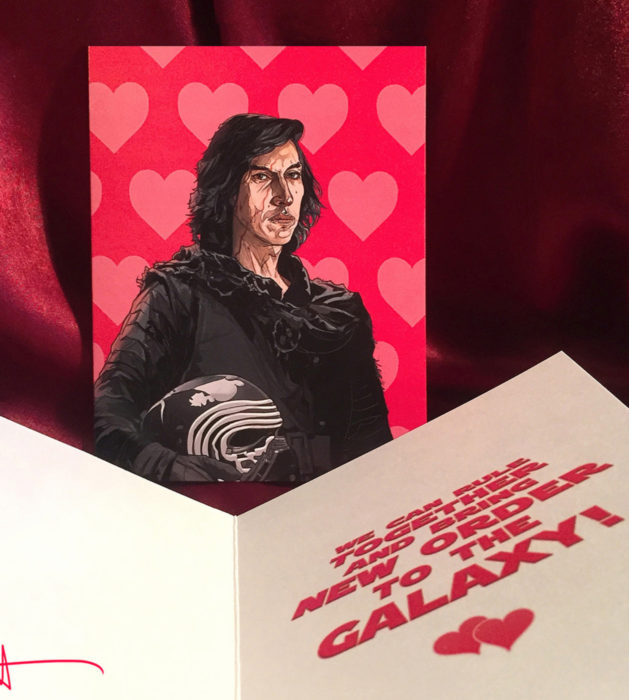 El ilustrador PJ McQuade crea tarjetas de San Valentín de famosos y películas para gente geek; Kylo Ren, Star Wars