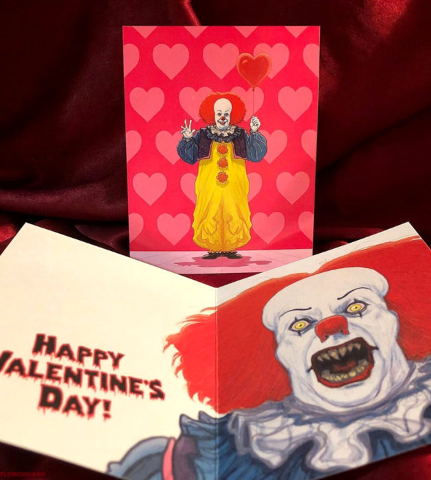 El ilustrador PJ McQuade crea tarjetas de San Valentín de famosos y películas para gente geek; payaso Pennywise, It, Eso