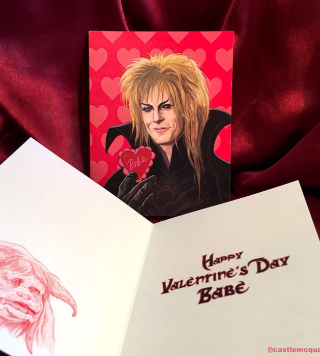 El ilustrador PJ McQuade crea tarjetas de San Valentín de famosos y películas para gente geek; Jareth, el rey de los goblins, Labyrinth, Dentro del laberinto