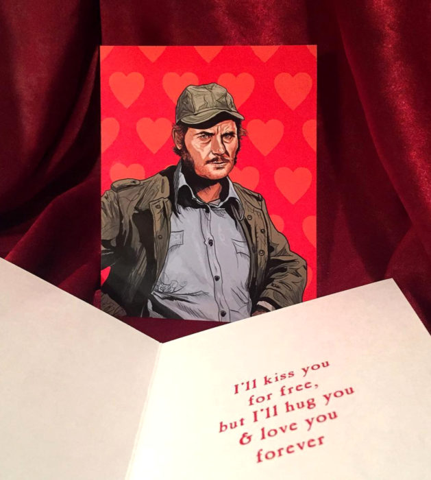 El ilustrador PJ McQuade crea tarjetas de San Valentín de famosos y películas para gente geek; Quint, Tiburón