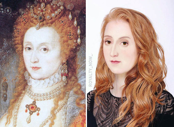 Reina Elizabeth I recreada en la época actual por el artista Royalty Now