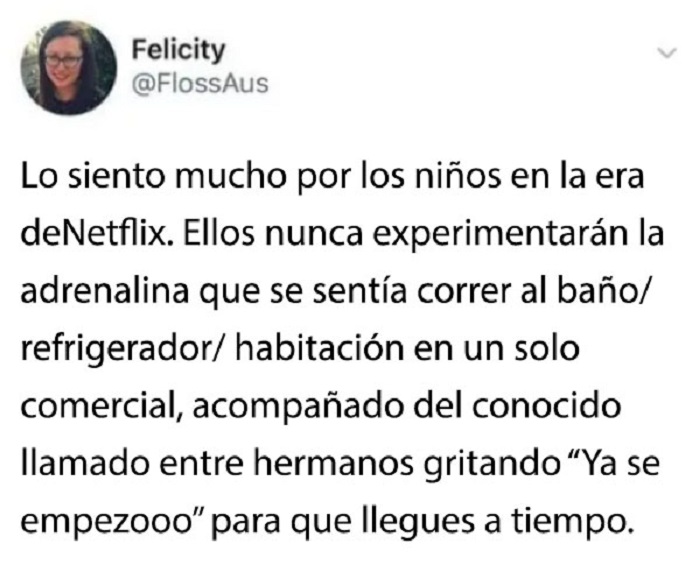 Captura de Twitter sobre un hecho que solo ocurría en los 90's