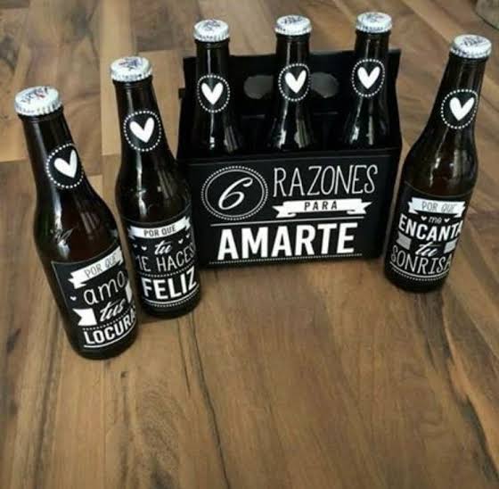 Six Pack de cervezas con razones de por qué te amo
