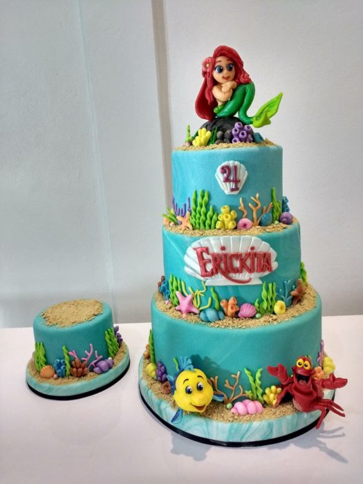 Pastel de fondant de La sirenita