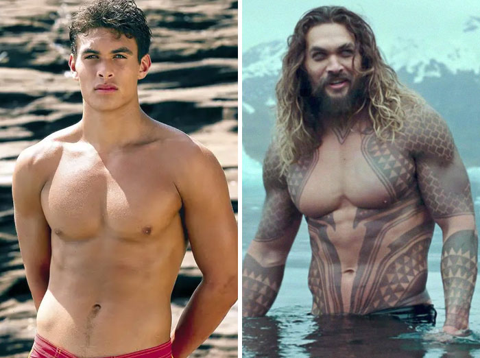 Jason Momoa en su primer papel actoral vs el último