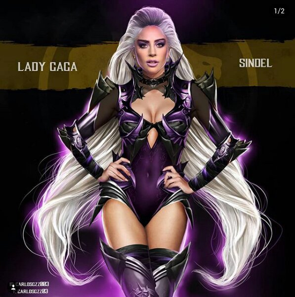 Lady Gaga como Sindel ilustrada por Carlos Gonzalez