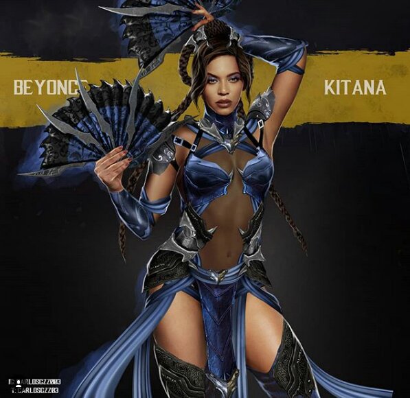 Beyonce como Kitana ilustrada por Carlos Gonzalez