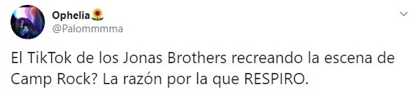 Tuit sobre los Jonas Brothers recreando una escena de Camp Rock 