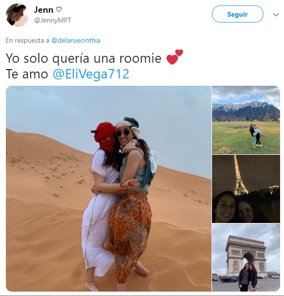 Publicación de tuit con amigas en diversos viajes juntas