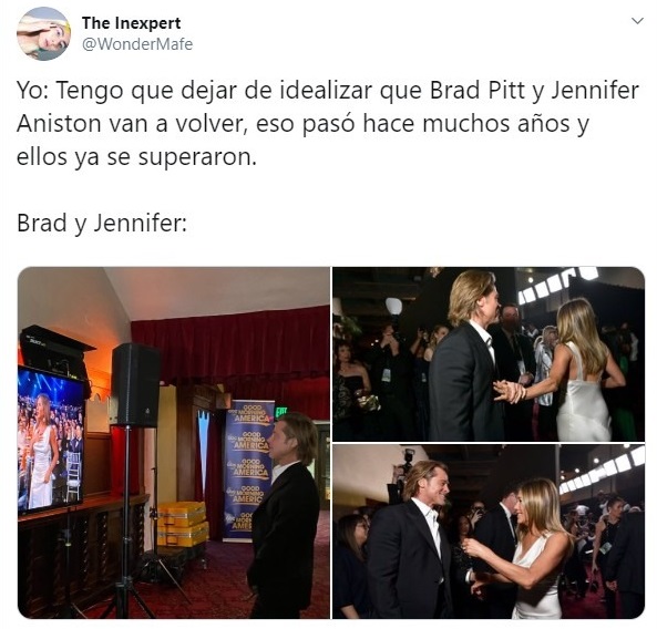 Tuit sobre el reencuentro de Brad Pitt y Jennifer Aniston