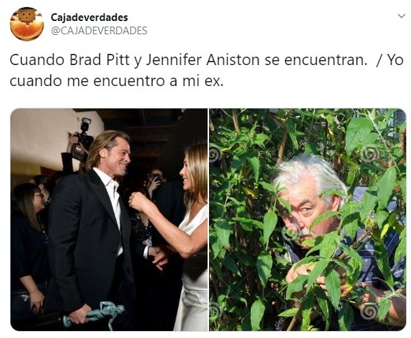 Tuit sobre el reencuentro de Brad Pitt y Jennifer Aniston
