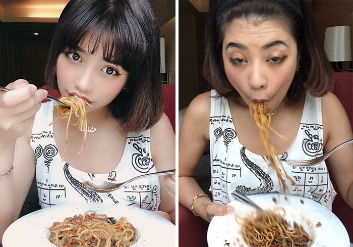 Vienna comiendo pasta con especias realidad detrás fotos instagram