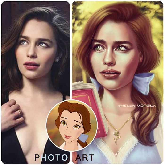 Emilia Clarke como Bella ilustrada por Helen Morgun