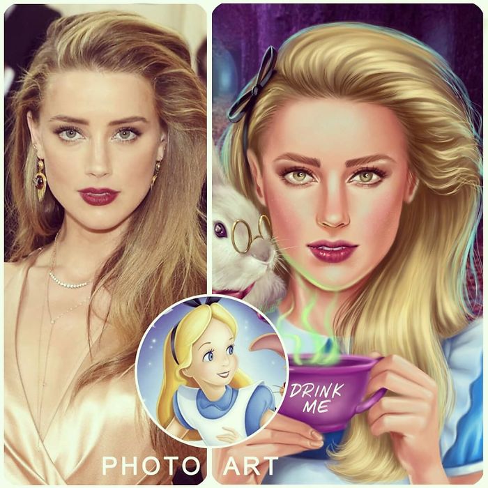 Amber Heard como Alicia ilustrada por Helen Morgun