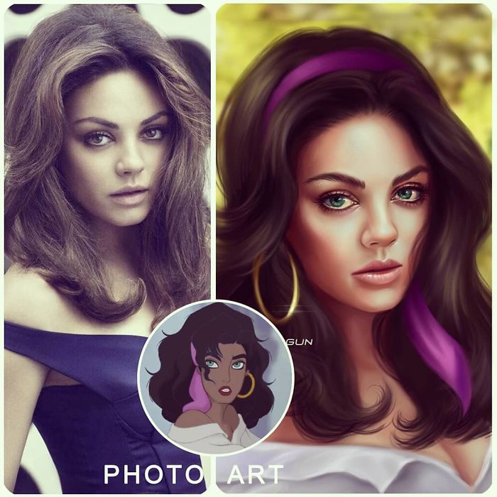 Mila Kunis como Esmeralda ilustrada por Helen Morgun