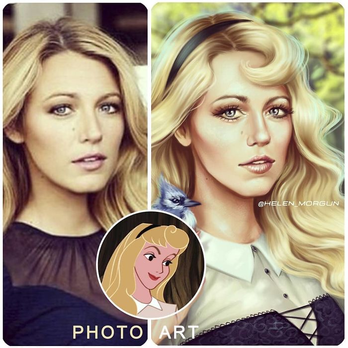 Blake Lively como Aurora ilustrada por Helen Morgun