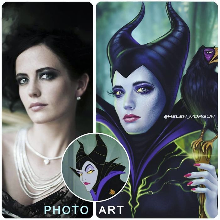 Eva Green como Maléfica ilustrada por Helen Morgun