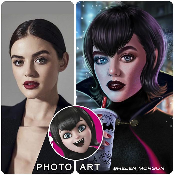 Lucy Hale como Mavis ilustrada por Helen Morgun