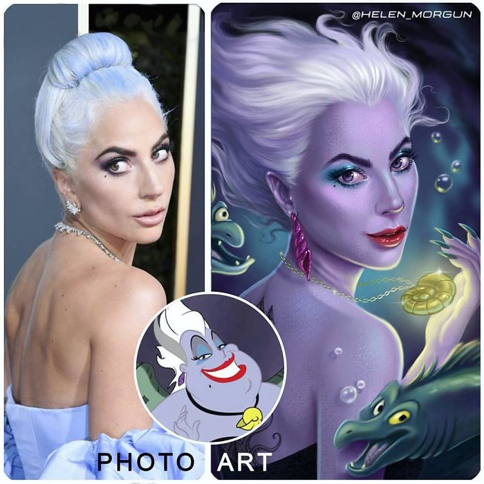 Lady Gaga como Úrsula ilustrada por Helen Morgun