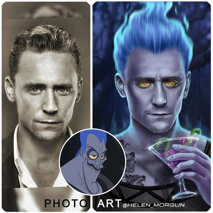 Tom Hiddleston como Hades ilustrada por Helen Morgun